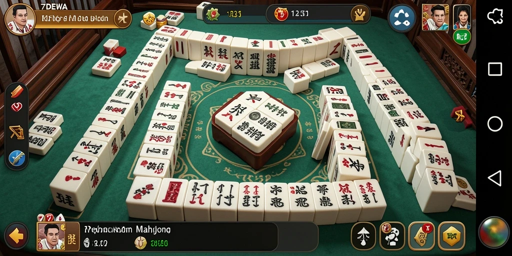 Tampilan gameplay 7DEWA dengan batu Mahjong menarik.