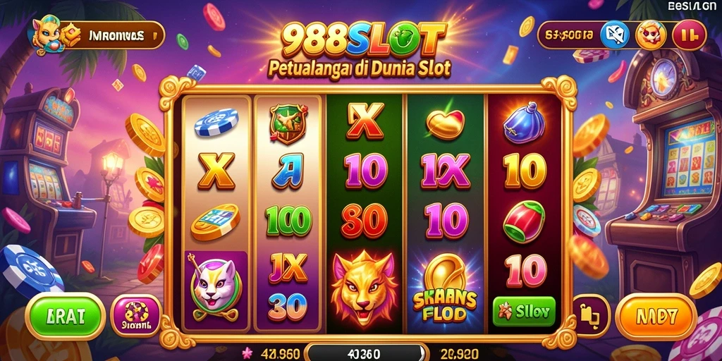 Screenshot utama 988SLOT menampilkan gameplay seru dan tantangan menarik.