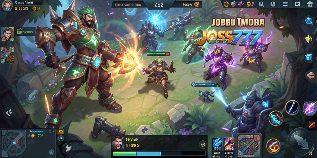 Tampilan gameplay seru dalam pertempuran tim di JOSS777.