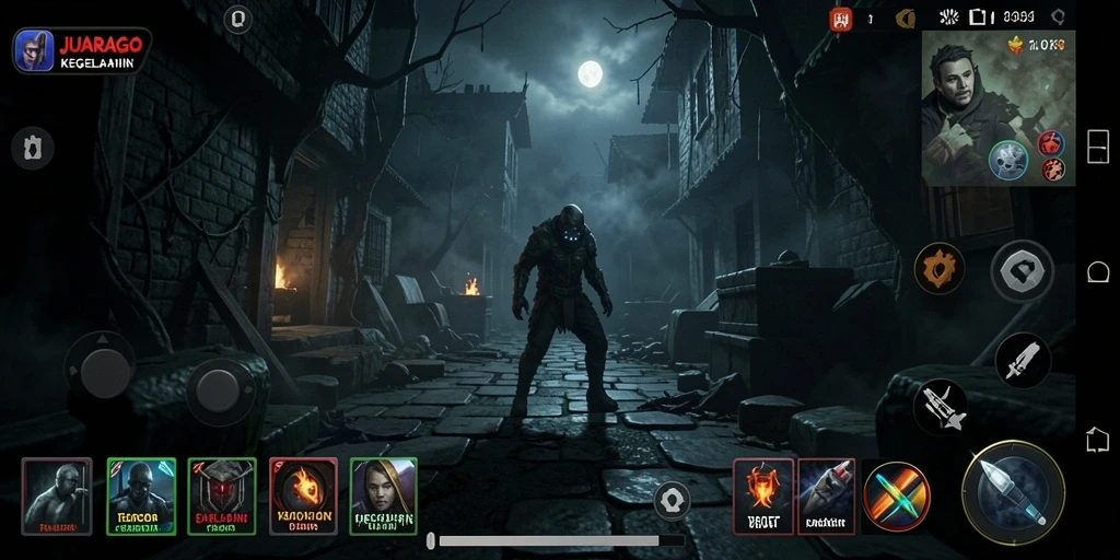 Tampilan gameplay JUARAGO dengan suasana Horror yang mencekam.