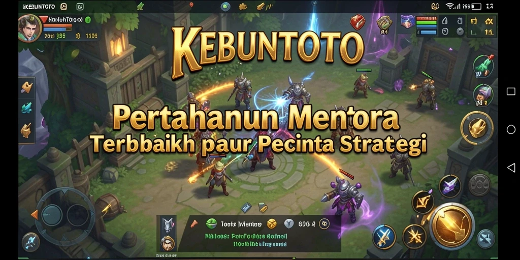 Tampilan gameplay KEBUNTOTO dengan menara yang siap membela.