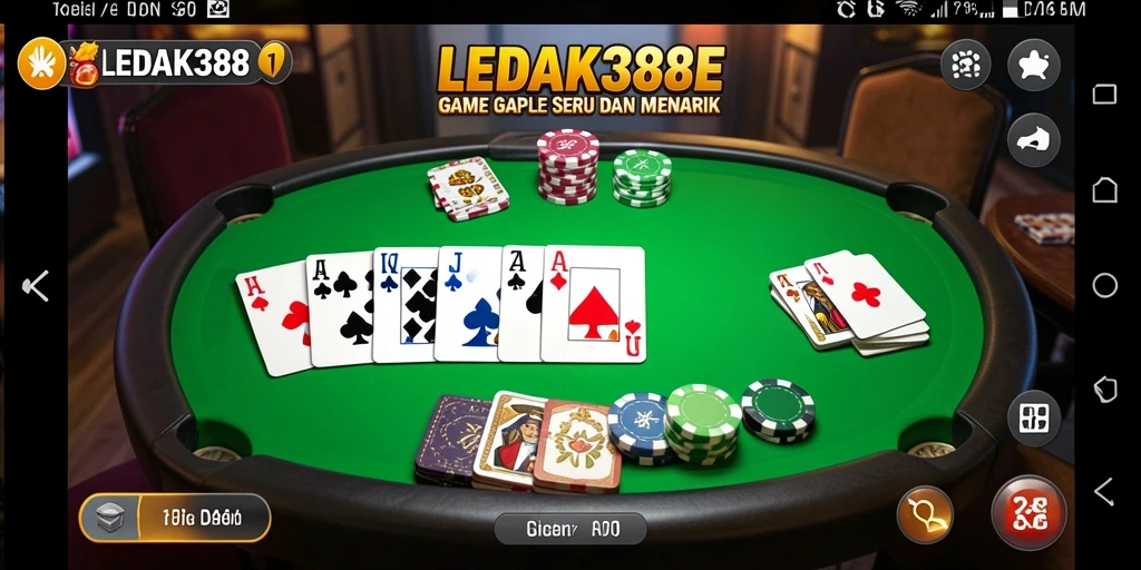 Tangkapan layar gameplay LEDAK388 menunjukkan suasana permainan Gaple yang seru.