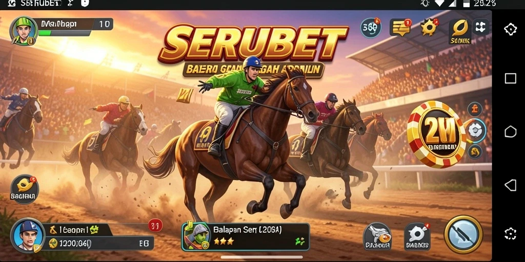Screenshot gameplay Racing SERUBET yang intens dan mendebarkan.